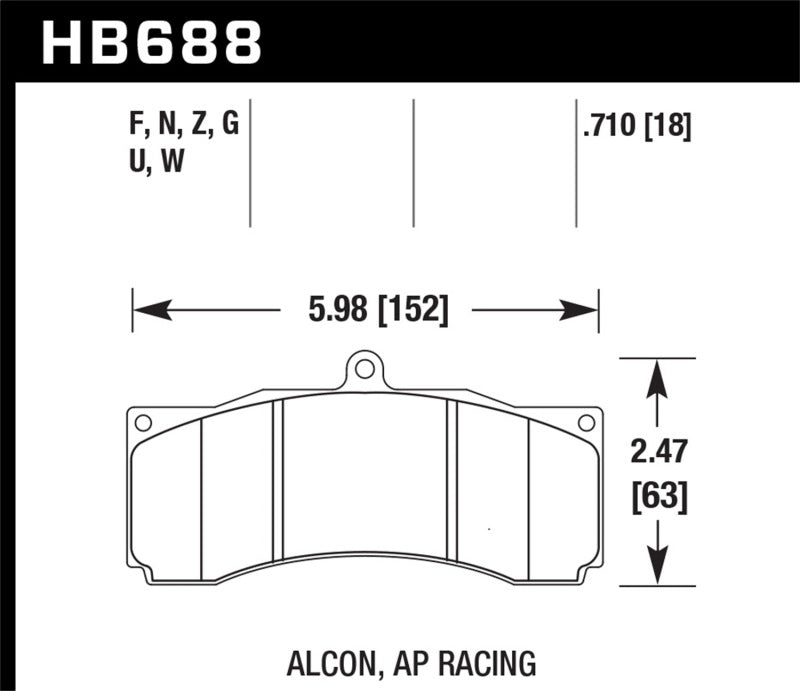 Hawk Performance - Hawk AP Racing / Stoptech / Alcon DTC-60 Race Brake Pads - HB688G.710 - MST Motorsports