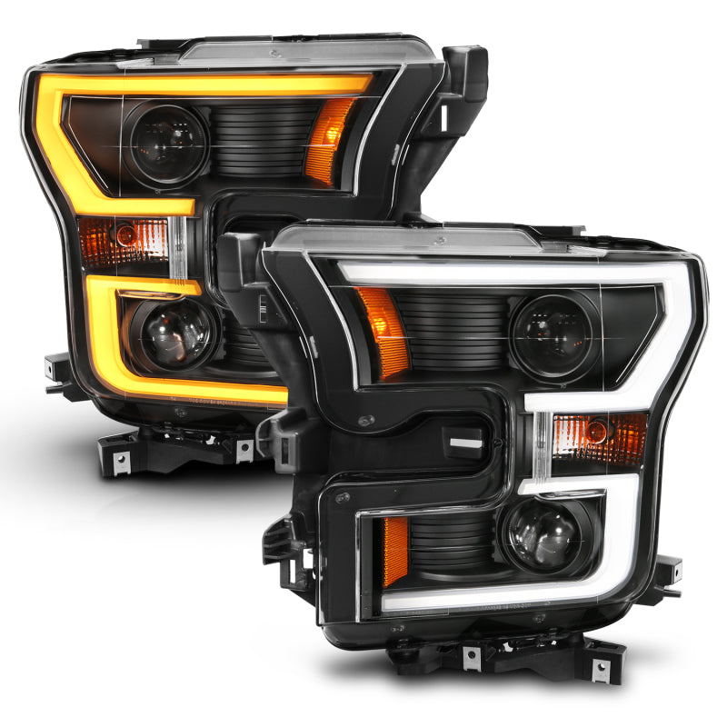 ANZO - Projector Headlights w/ Plank Style Switchback Black w/ Amber - 111357 - MST Motorsports