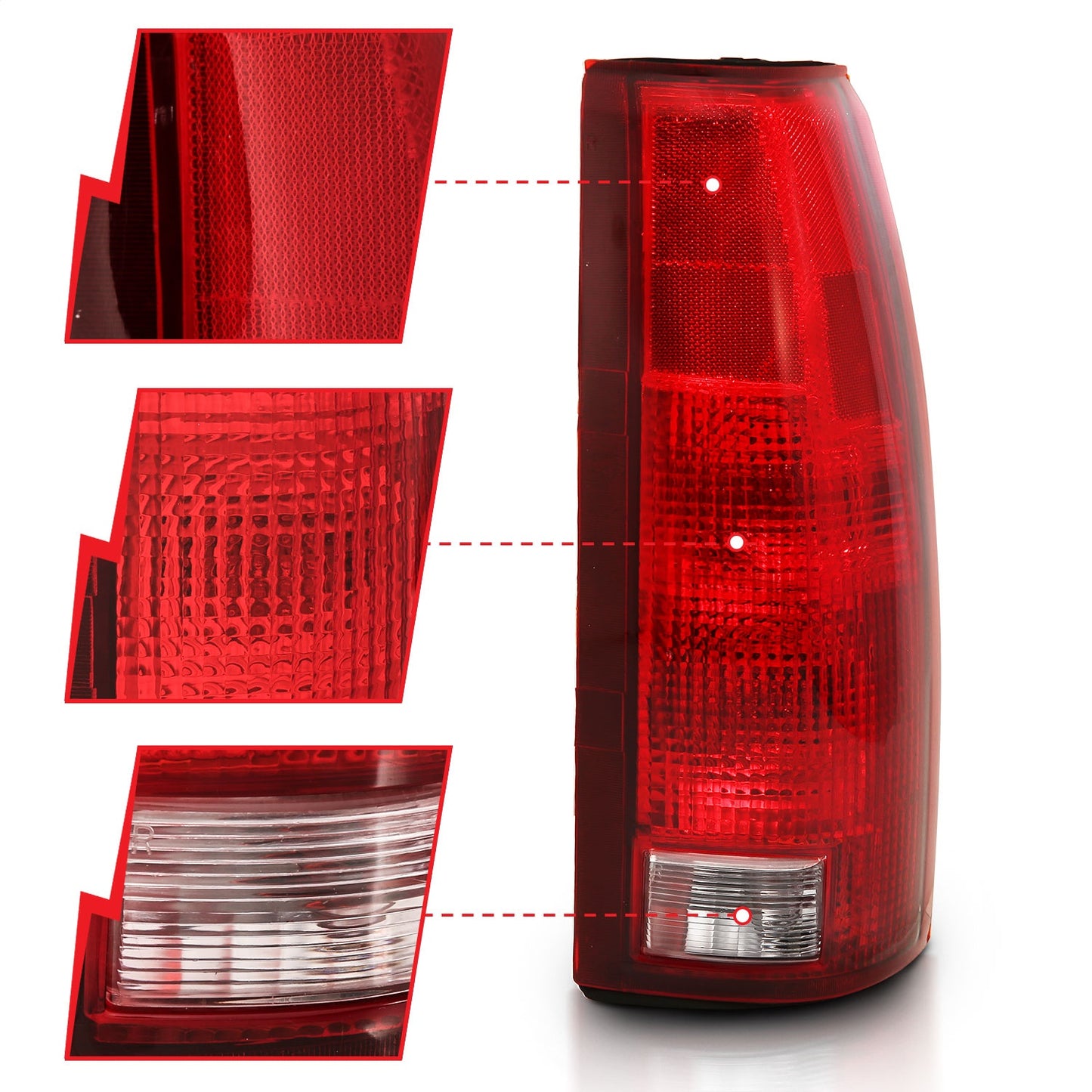 ANZO - ANZO 1988-1999 Chevy C1500 Taillight Red/Clear Lens w/ Circuit Board(OE Replacement) - 311300 - MST Motorsports