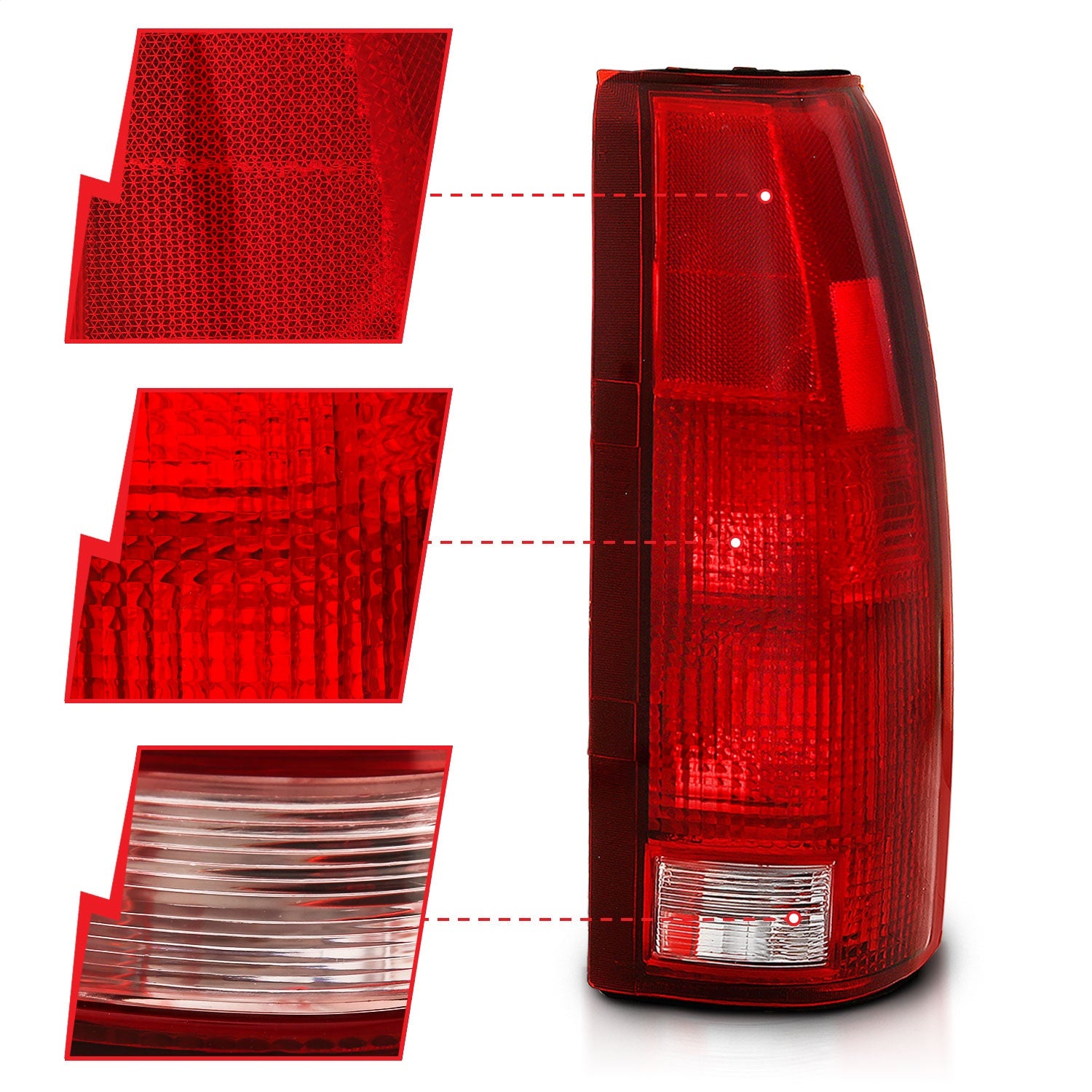 ANZO - ANZO 1988-1999 Chevy C1500 Taillight Red/Clear Lens (OE Replacement) - 311301 - MST Motorsports