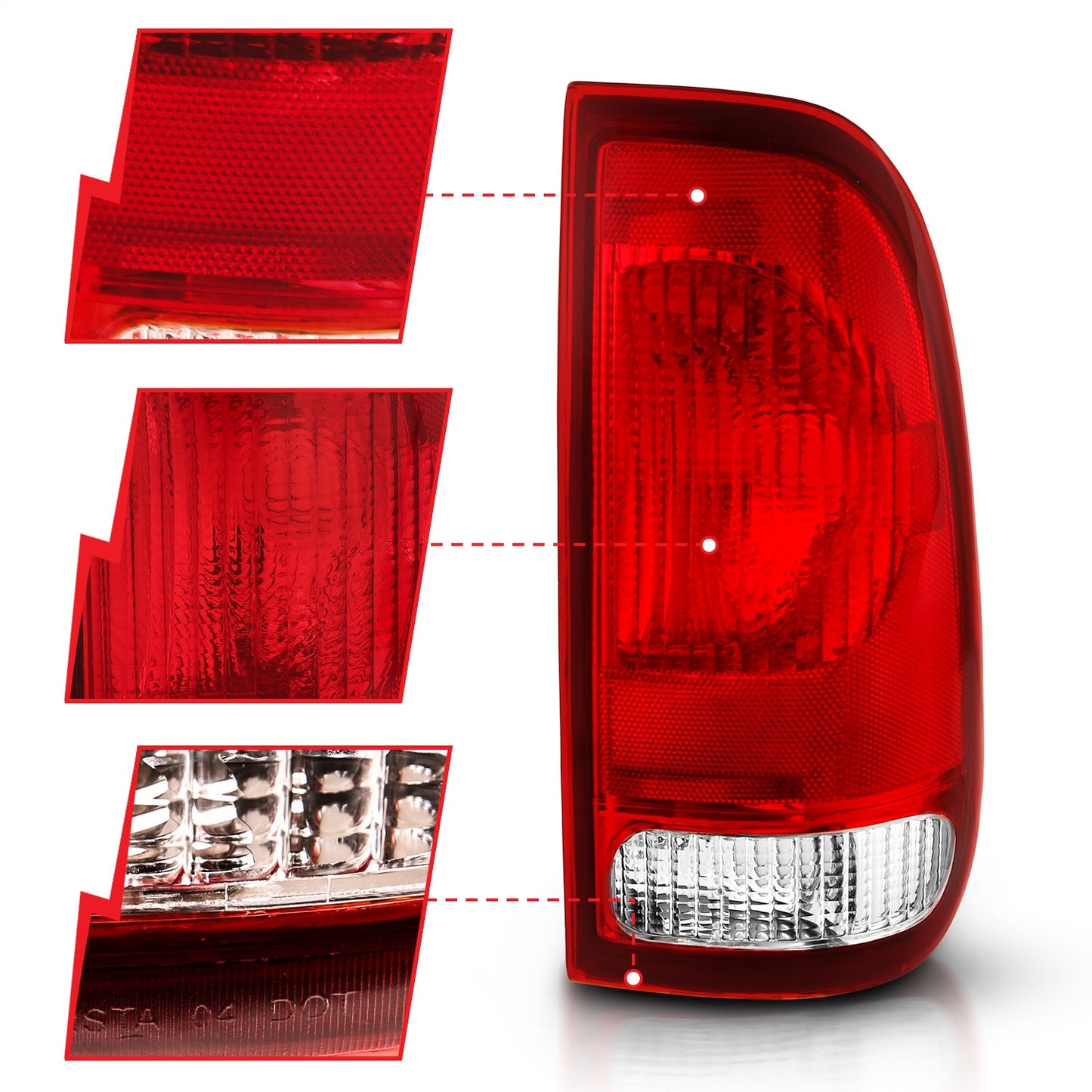 ANZO - ANZO 1997-2003 Ford F-150 Taillight Red/Clear Lens (OE Replacement) - 311307 - MST Motorsports