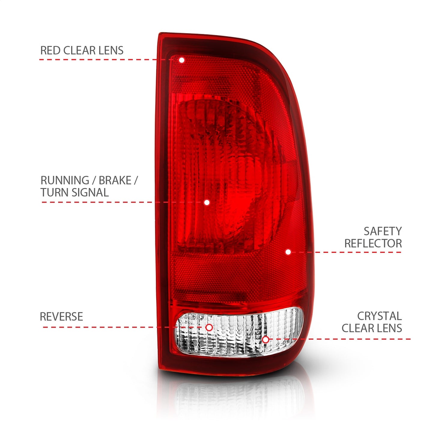 ANZO - ANZO 1997-2003 Ford F-150 Taillight Red/Clear Lens (OE Replacement) - 311307 - MST Motorsports