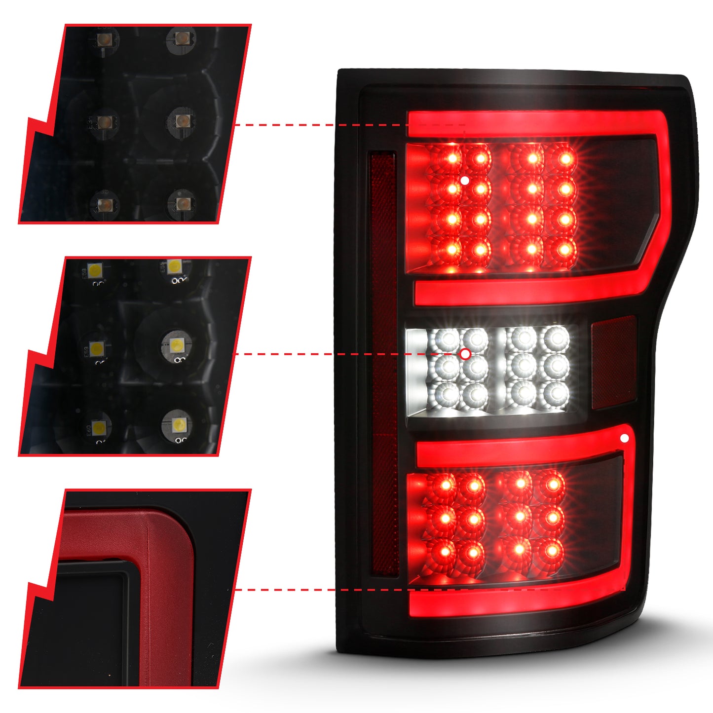 ANZO - LED Tail Lights LED TAILLIGHT BLACK (RED LIGHT BAR) (W/ SEQUENTIAL) Pair - 311314 - MST Motorsports