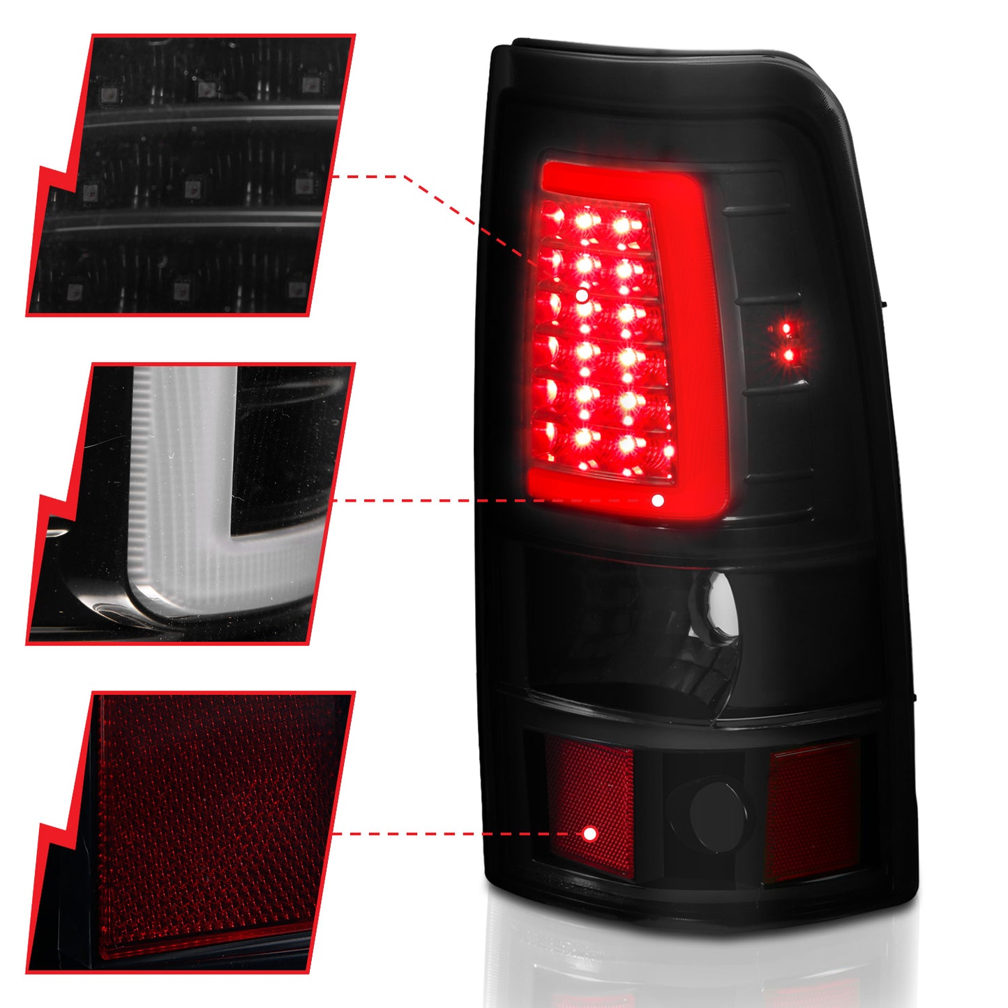 ANZO - Tail Light Assembly; LED; Black Housing; Smoke Lens; Pair - 311334 - MST Motorsports