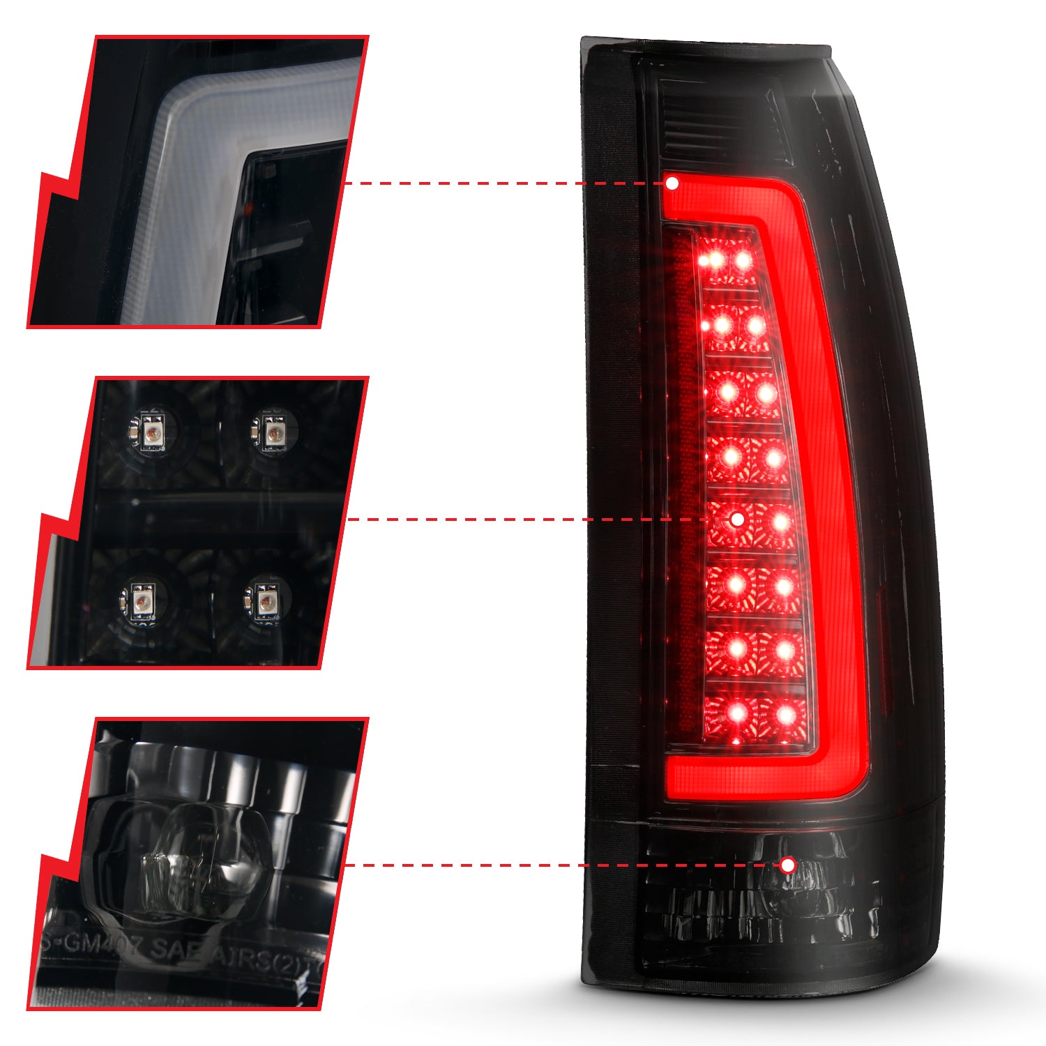 ANZO - Tail Light Assembly; LED; Black Housing; Smoke Lens; Pair - 311345 - MST Motorsports