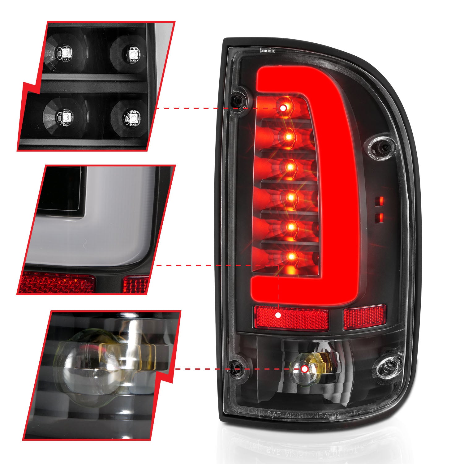 ANZO - Tail Light Assembly; LED; Black Housing; Clear Lens; Pair - 311353 - MST Motorsports