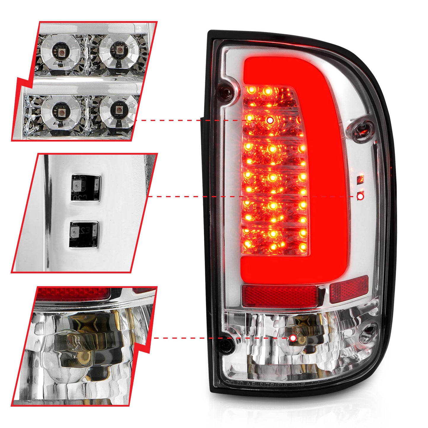 ANZO - Tail Light Assembly; LED; Chrome Housing; Clear Lens; Pair - 311355 - MST Motorsports