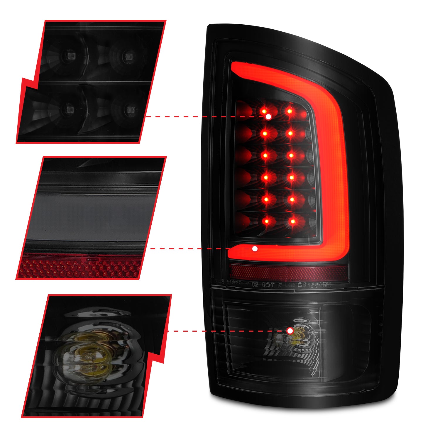 ANZO - Tail Light Assembly; LED; Black Housing; Smoke Lens; Pair - 311369 - MST Motorsports