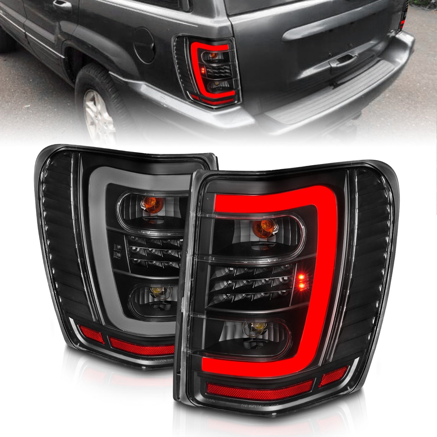 ANZO - Tail Light Assembly; LED; w/ Light Bar Style; Black Housing; Clear Lens; Pair - 311394 - MST Motorsports