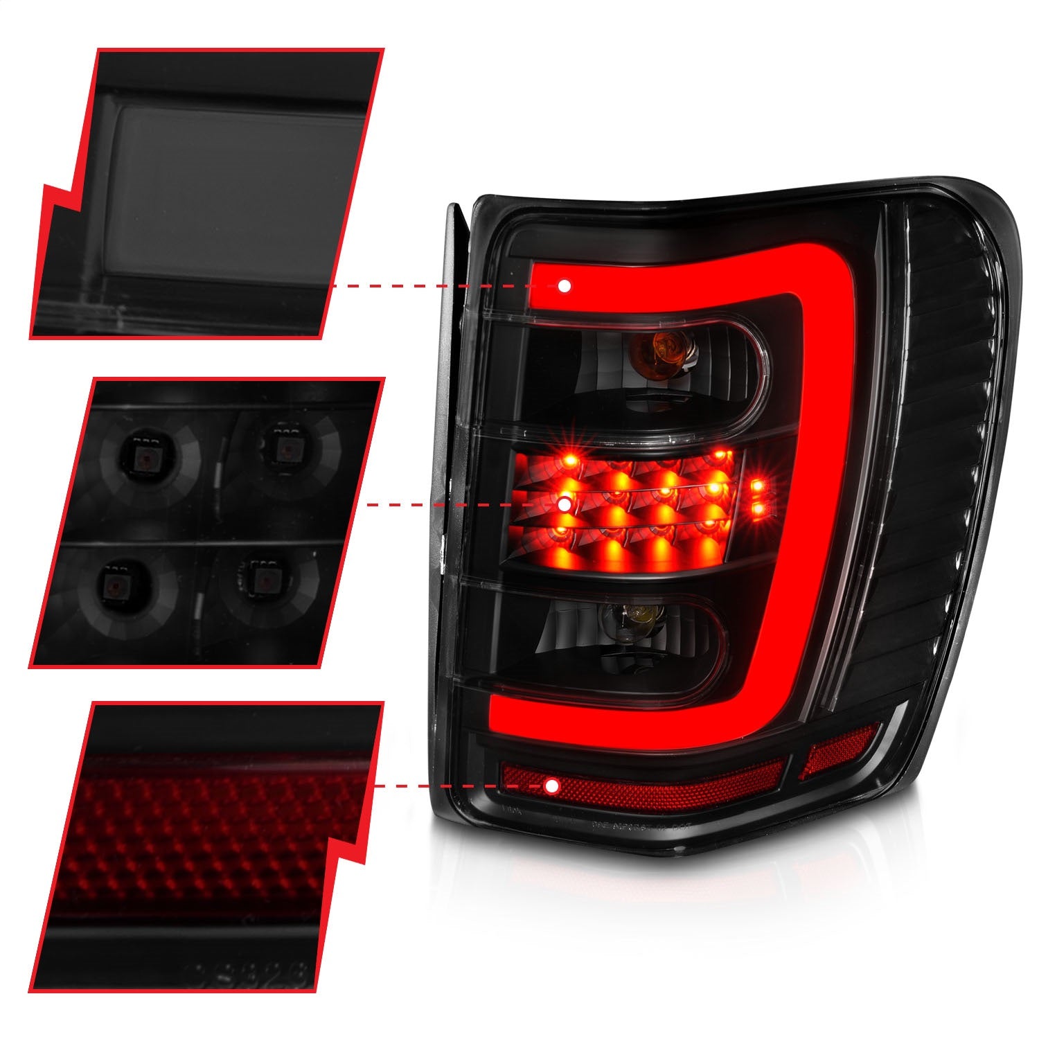 ANZO - Tail Light Assembly; LED; w/ Light Bar Style; Black Housing; Smoke Lens; Pair - 311395 - MST Motorsports