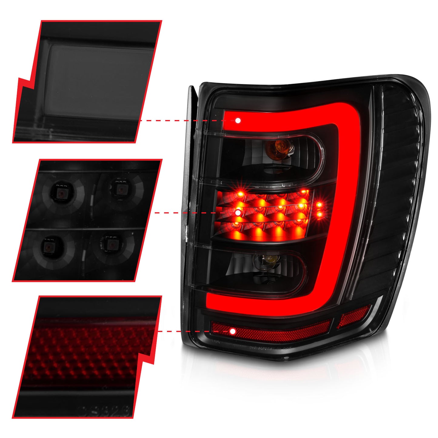 ANZO - Tail Light Assembly; LED; w/ Light Bar Style; Black Housing; Smoke Lens; Pair - 311395 - MST Motorsports