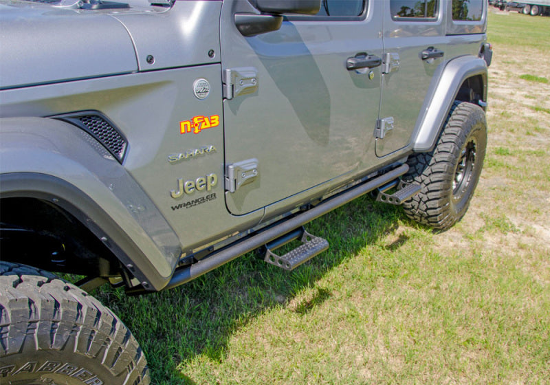 N-Fab - N-Fab RKR Step System 2019 Jeep Wrangler JT 4 Door Truck Full Length - Tex. Black - 1.75in - J194TRKRS4 - MST Motorsports