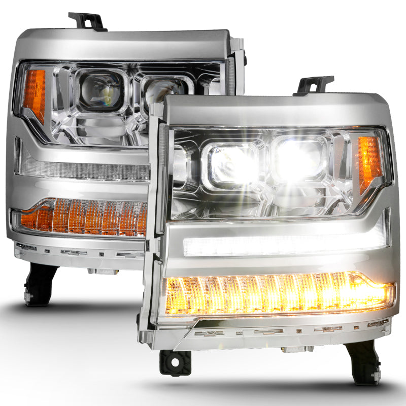 ANZO - LED Projector Headlights w/ Plank Style Chrome w/ Amber - 111421 - MST Motorsports