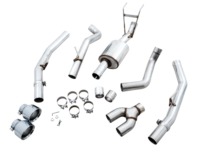 AWE Tuning - AWE Tuning 09-18 RAM 1500 5.7L (w/Cutouts) 0FG Dual Rear Exit Cat-Back Exhaust - Chrome Silver Tips - 3015-32002 - MST Motorsports