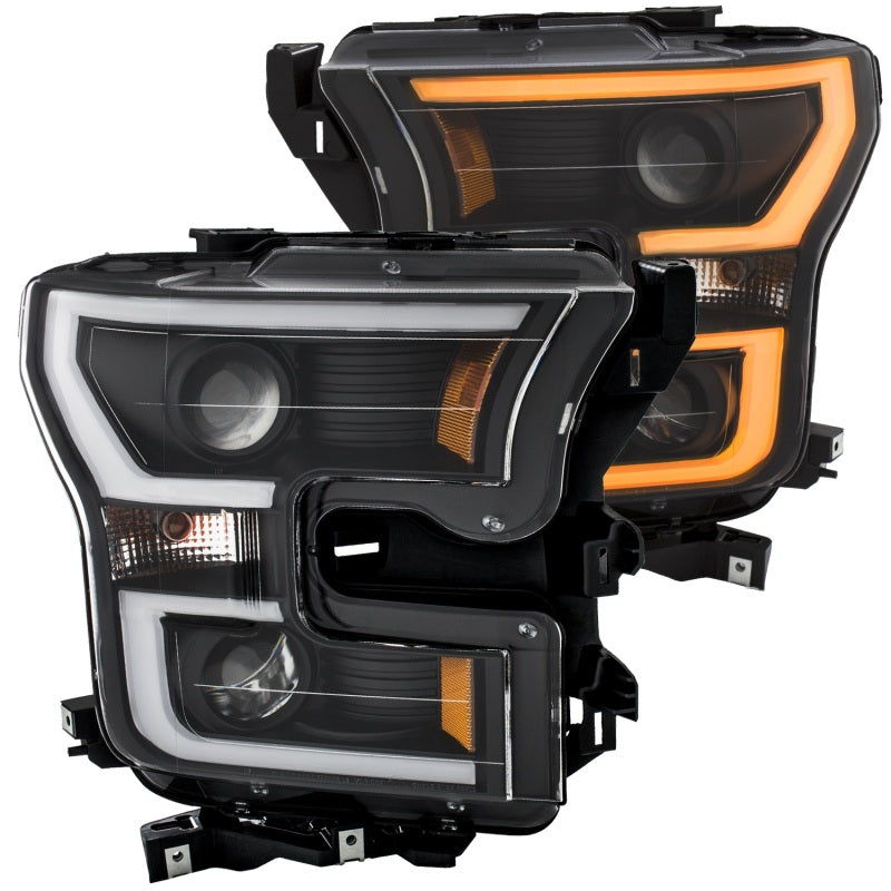 ANZO - Projector Headlights w/ Plank Style Switchback Black w/ Amber - 111357 - MST Motorsports