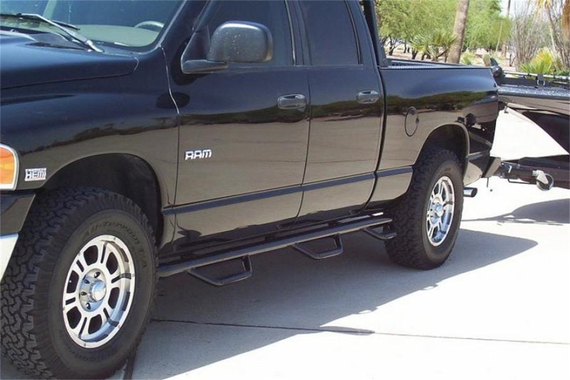 N-Fab - N-Fab Nerf Step 02-08 Dodge Ram 1500/2500/3500 Quad Cab 6.4ft Bed - Gloss Black - Bed Access - 3in - D0289QC-6 - MST Motorsports