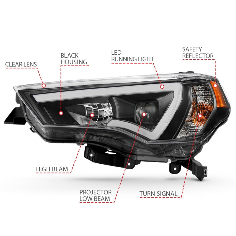 ANZO - Projector Headlights w/ Plank Style Switchback Black w/ Amber - 111416 - MST Motorsports