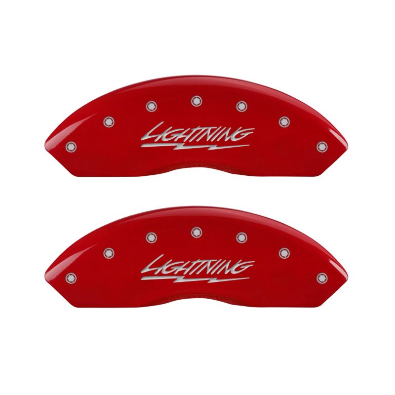 MGP - MGP 4 Caliper Covers Engraved Front & Rear Lightning Red finish silver ch - 10021SLTGRD - MST Motorsports