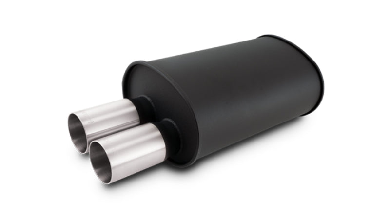 Vibrant - STREETPOWER FLAT BLACK Oval Muffler with Dual 304SS Brushed Tips - 12325 - MST Motorsports