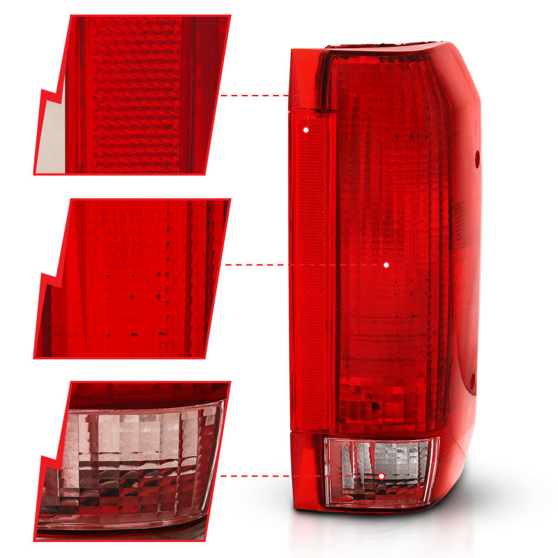 ANZO - ANZO 1992-1996 Ford Bronco Taillight Red/Clear Lens (OE Replacement) - 311306 - MST Motorsports