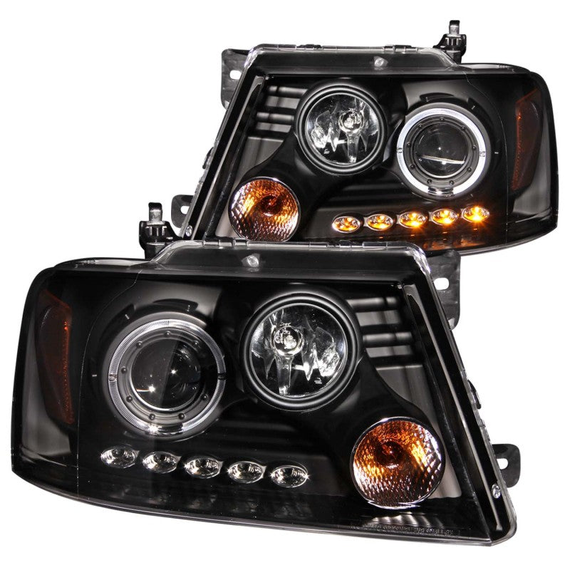 ANZO - Projector Headlight Set w/Halo; Clear Lens; Black Housing; Pair; w/1 pc. LED; - 111028 - MST Motorsports