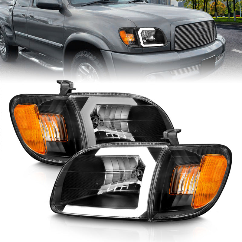 ANZO - Crystal Headlight Set w/ Light Bar Style; Black Housing; Clear Lens; Pair - 111579 - MST Motorsports