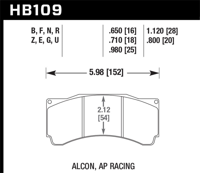 Hawk Performance - Hawk Alcon TA-6 / AP Racing CP5060-2/3/4/5ST /  AP Racing CP5555 / Rotora FC6 DTC-70 Race Brake Pads - HB109U.710 - MST Motorsports