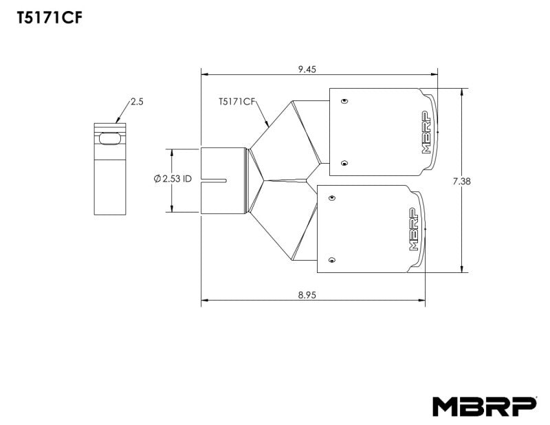 MBRP - 2.5" Inlet Carbon Fiber Exhaust Tip. - T5171CF - MST Motorsports