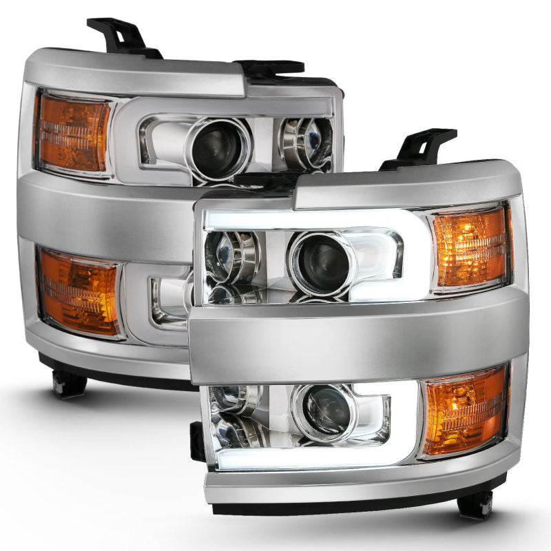 ANZO - Projector Headlights w/ Plank Style Design Chrome w/ Amber - 111360 - MST Motorsports