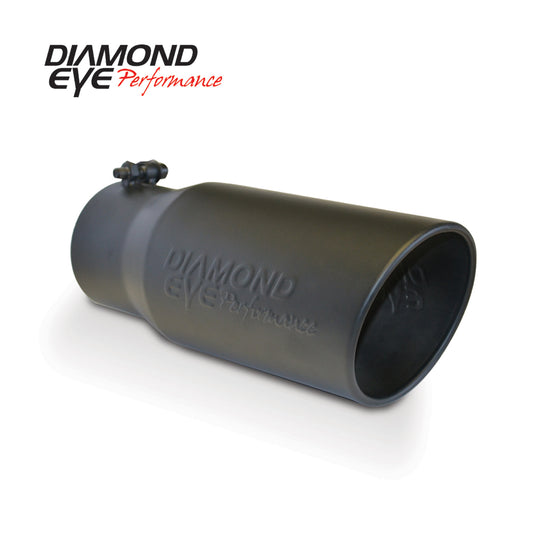 Diamond Eye Performance - 4" INLET X 5" OUTLET X 12" LONG BOLT ON ROLLED ANGLE BLACK EXHAUST TIP - 4512BRA-DEBK - MST Motorsports