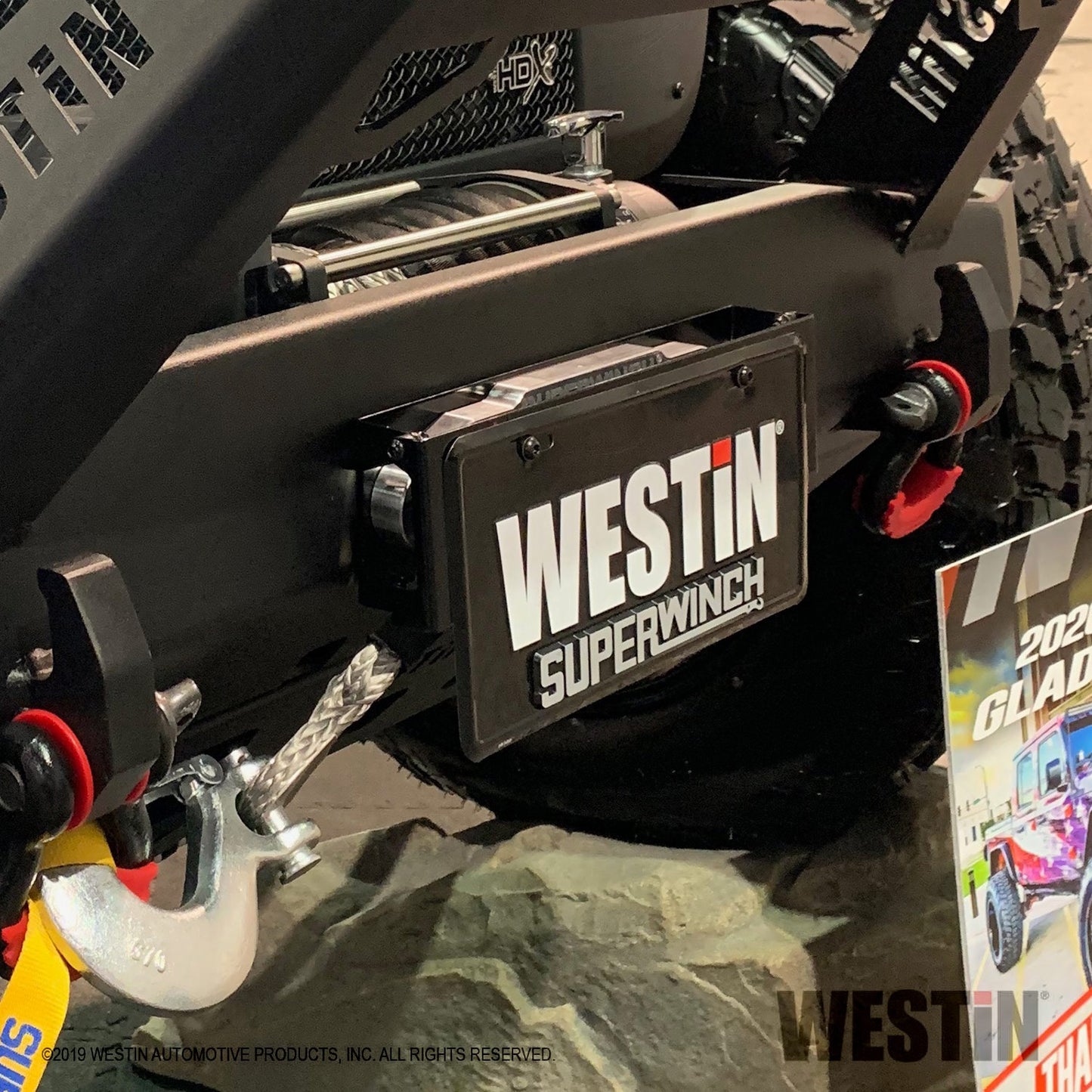 Westin - Winch Mount License Plate Relocator; Steel; Black Powder Coat; - 46-20065 - MST Motorsports