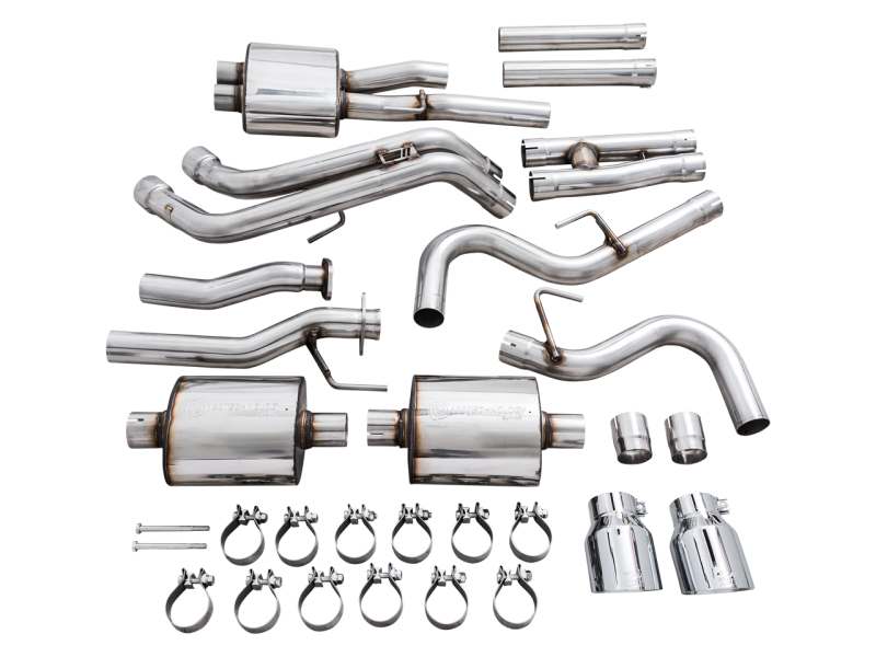 AWE Tuning - AWE 16-22 Toyota Tacoma 0FG Catback Exhaust w/ BashGuard - Dual Chrome Silver Tips - 3015-32826 - MST Motorsports