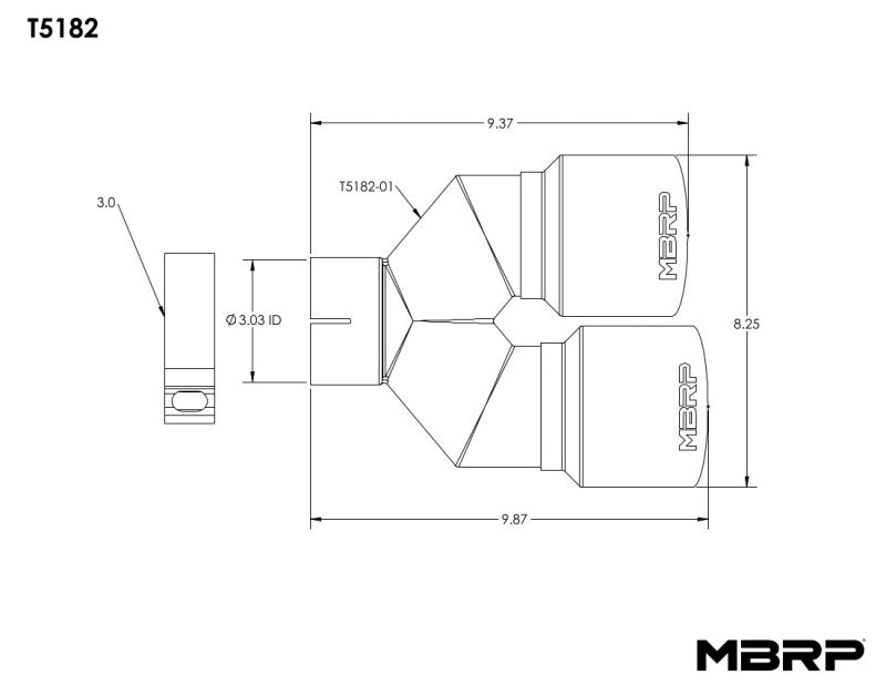 MBRP - Tip; 4in. OD Dual Out; 3in. ID; Single Wall; T304 - T5182 - MST Motorsports