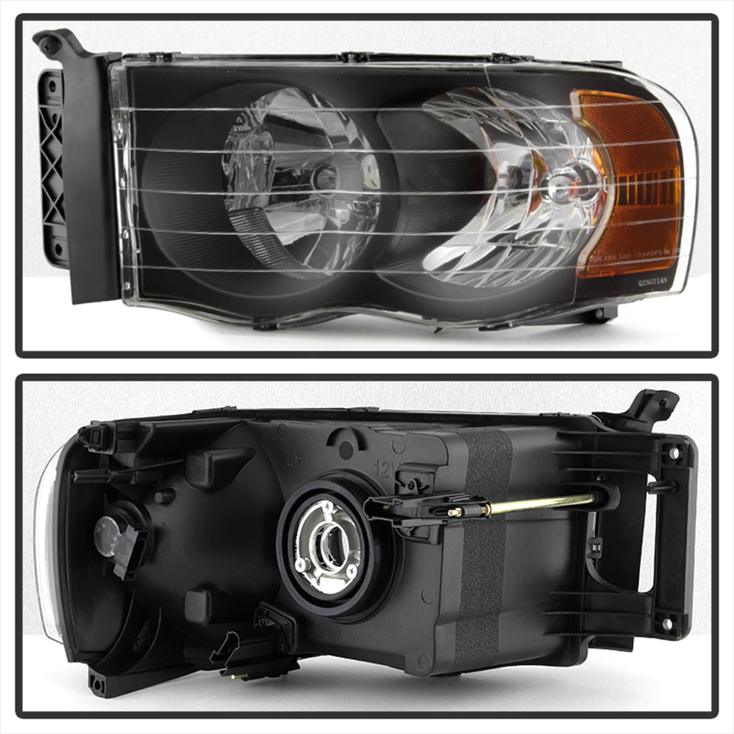 Spyder Auto - Xtune Dodge Ram 1500 02-05 Amber Crystal Headlights Black HD-JH-DR02-AM-BK - 5014313 - MST Motorsports