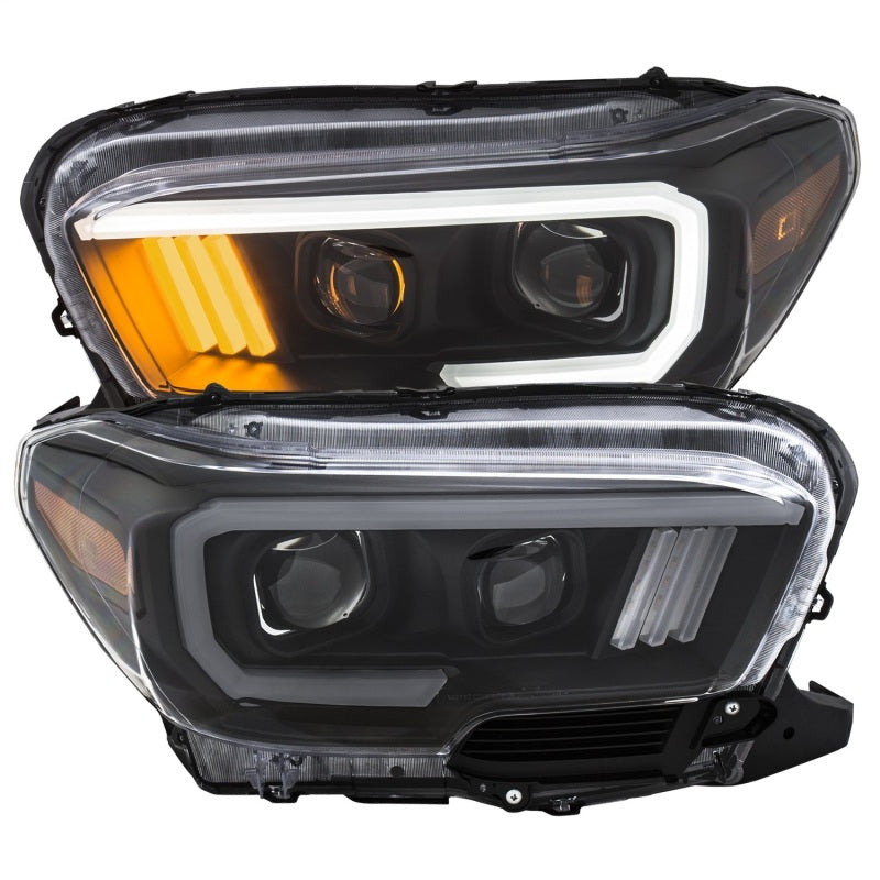 ANZO - Projector Headlights w/ Plank Style Design Black/Amber w/ DRL - 111379 - MST Motorsports