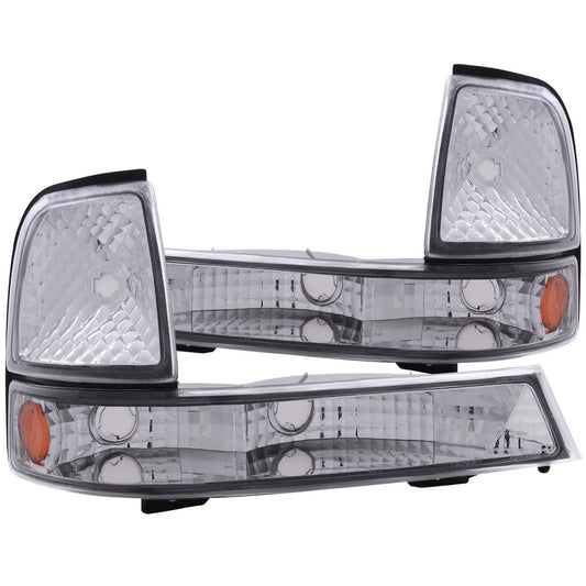 ANZO - Euro Parking Lights; Clear Lens; Chrome Housing; Amber Reflector; Pair; - 511003 - MST Motorsports