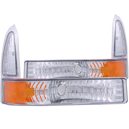 ANZO - Parking Light Assembly; Euro; Clear Lens; Chrome Housing; Amber Reflector; Pair; - 511039 - MST Motorsports