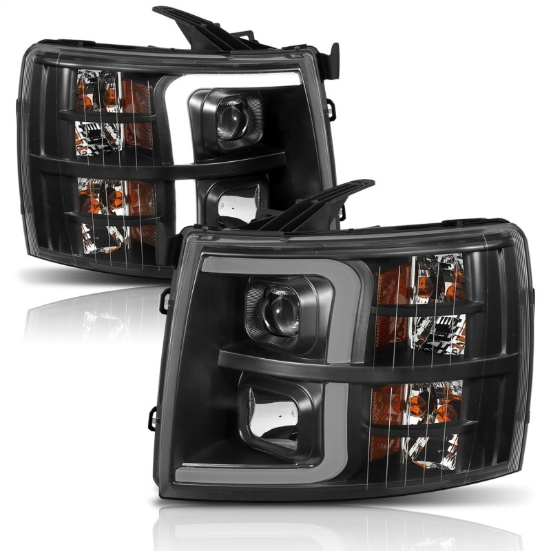 ANZO - Projector Headlights w/ Plank Style Switchback Black w/ Amber - 111410 - MST Motorsports