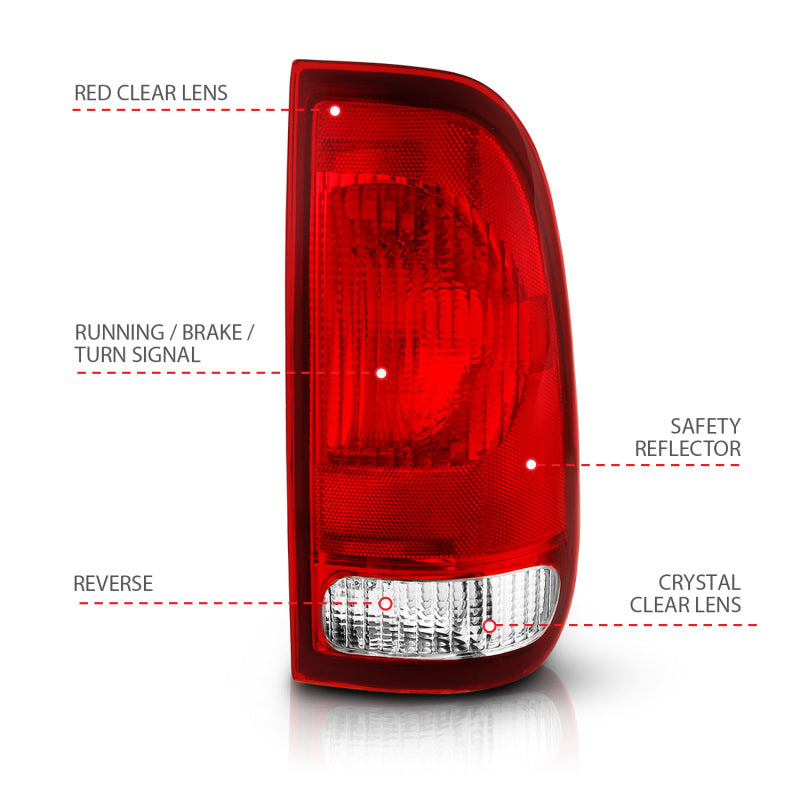 ANZO - ANZO 1997-2003 Ford F-150 Taillight Red/Clear Lens (OE Replacement) - 311307 - MST Motorsports