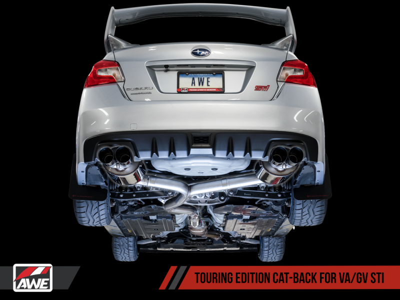 AWE Tuning - AWE Tuning Subaru STI VA / WRX GV / STI GV Sedan Touring Edition Exhaust - Chrome Silver Tip (102mm) - 3015-42104 - MST Motorsports