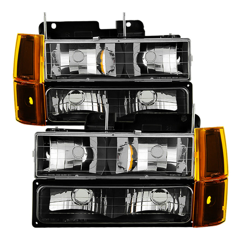 Spyder Auto - Xtune GMC Yukon 94-99 Headlights w/ Corner & Parking Lights 8pcs Sets -Black HD-JH-GCK94-AM-BK-SET - 9034442 - MST Motorsports