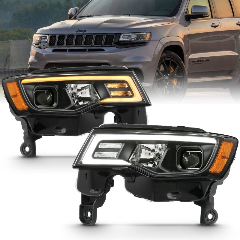 ANZO - Projector Headlights w/ Plank Style Switchback Black w/ Amber - 111418 - MST Motorsports