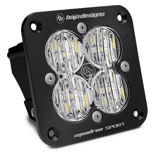 Baja Designs - Baja Designs Squadron Sport Black Wide Cornering Pattern Flush Mount LED Light Pod - Clear - 551005 - MST Motorsports