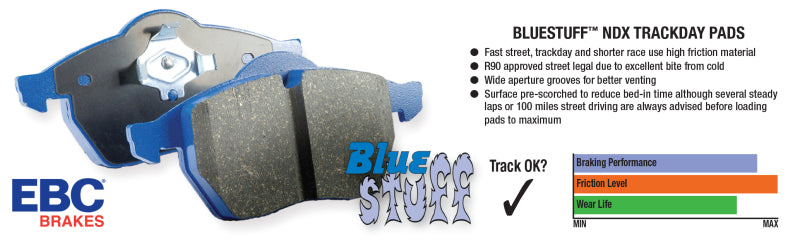 EBC - EBC 05-08 Infiniti G35 3.5 2WD Bluestuff Front Brake Pads - DP51671NDX - MST Motorsports