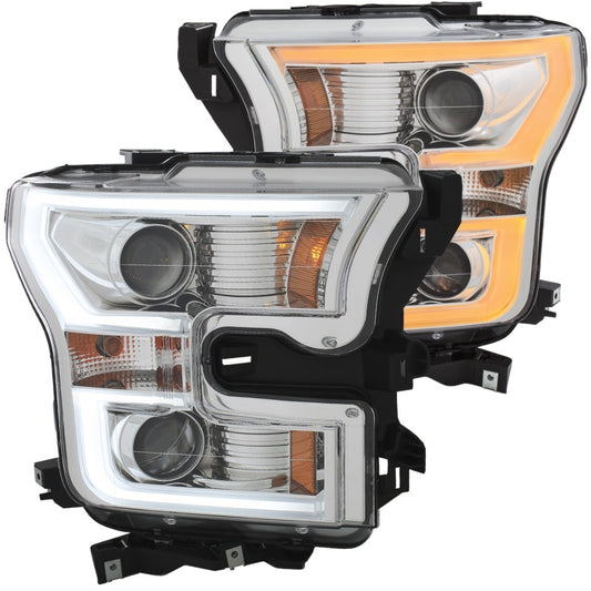 ANZO - Projector Headlights w/ Plank Style Switchback Chrome w/ Amber - 111358 - MST Motorsports