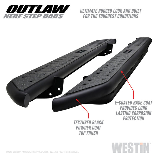 Westin - Outlaw Nerf Step Bars; Textured Black; For Super Cab; - 58-53935 - MST Motorsports