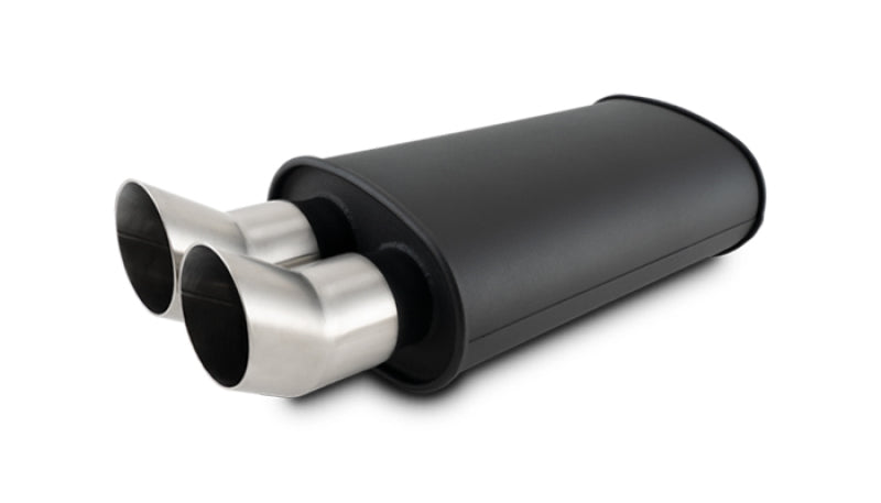 Vibrant - STREETPOWER FLAT BLACK Oval Muffler with Dual 304SS Brushed Tips - 12330 - MST Motorsports