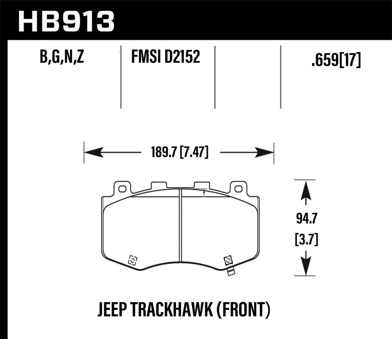 Hawk Performance - Hawk 18-19 Jeep Grand Cherokee Trackhawk DTC-60 Front Brake Pads - HB913G.659 - MST Motorsports