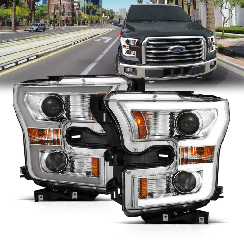 ANZO - Projector Headlights w/ Plank Style Switchback Chrome w/ Amber - 111358 - MST Motorsports