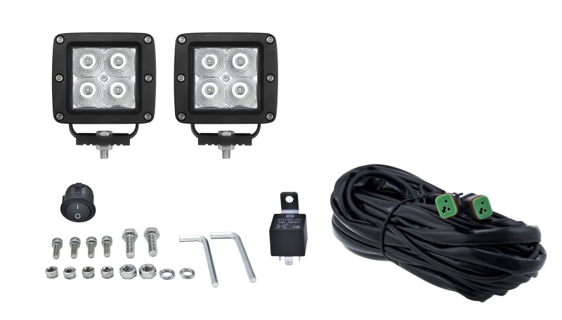 Hella - Hella HVF Cube 4 LED Off Road Kit - 3.1in 2X12W - 357204821 - MST Motorsports